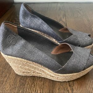 Tory Burch Filipe Wedge Pewter Silver